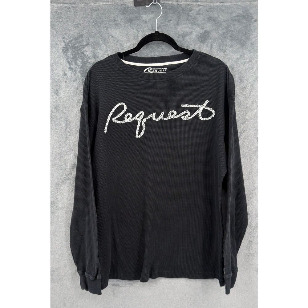 Request Shirt Mens 2XL Waffle Knit Thermal Script Logo Crewneck Archive Y2K